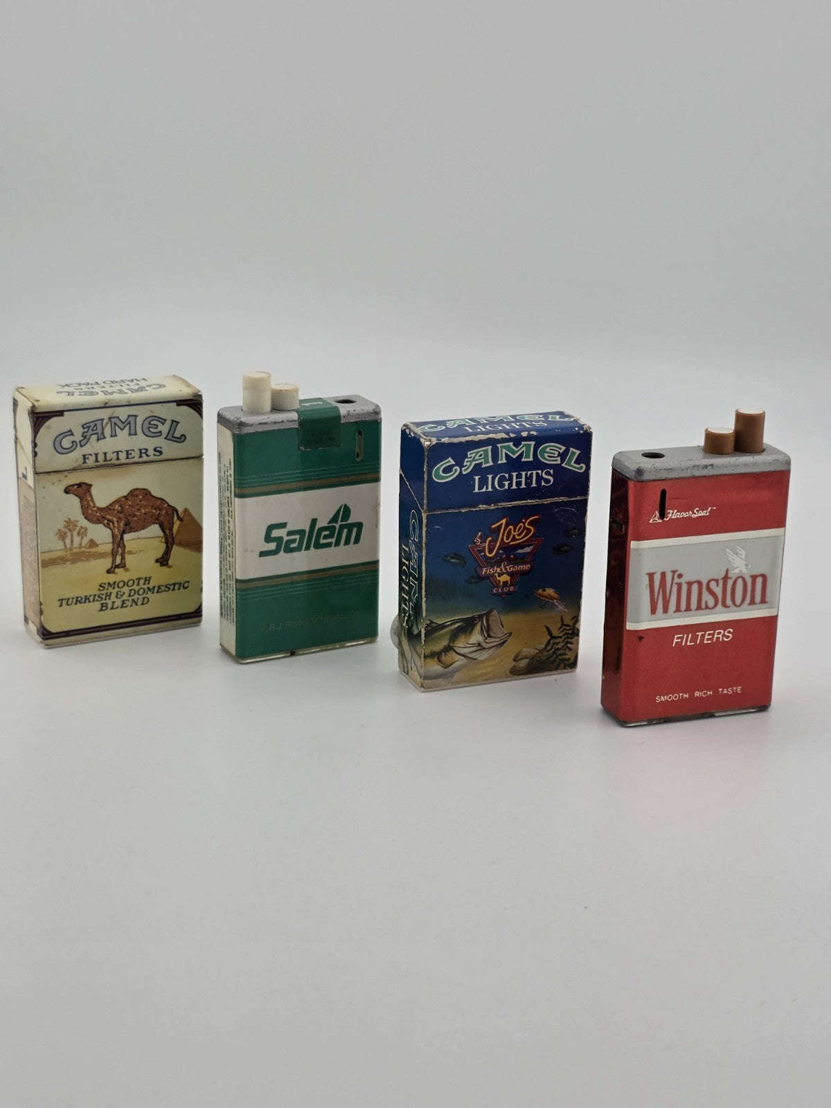 Lot Of 4 Vintage Cigarette Pack Lighters Camel Salem Winston Novelty. Untested.