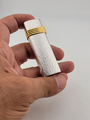 Vintage Christian Dior Lighter Swiss Made CD Logo Silver and Gold Plated. Works.