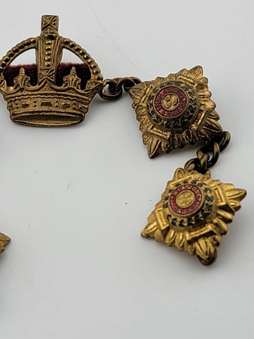 WWII Era Patriotic English British Bracelet/ Medal- Pips & Crown - Military War