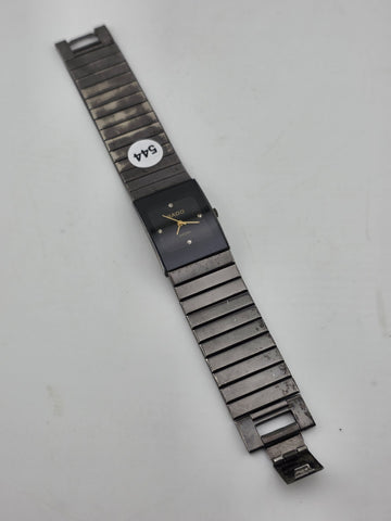 Vintage Rado Diastar Diamond Ladies Quartz Analog Watch Square Black Japan Works