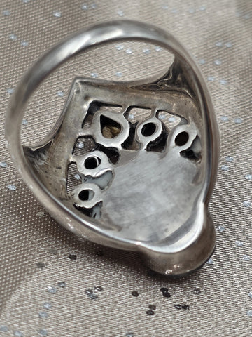Nicky Butler Sterling Silver Ring Druzy Quartz Gemstones Signed NB India Size 10
