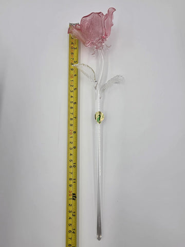 NEW Waterford Lismore Crystal FLEUROLOGY 14.5" Pink Rose - Sculptured Flower.
