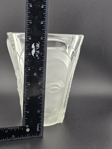 August Walther & Söhne Art Deco Glass Vase 3 Faces Man Woman Child 7"H Germany
