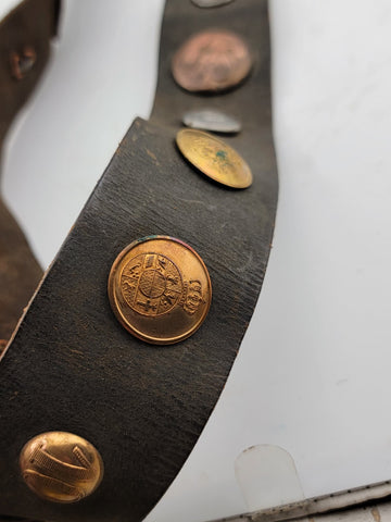 Antique Original WWI Imperial German "Hate Belt" with Buttons & Buckle. 34 inch