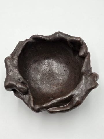 Rare Figural Studio Pottery Bowl 3 Reclining Women Brutalist Art Ceramic Bowl