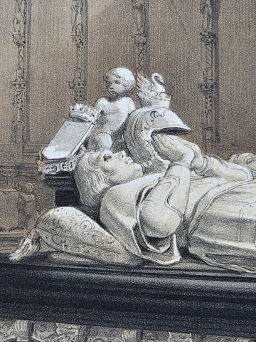 Tomb Of De Lalaing 19th C British Lithograph Day & Son Queen’s Printer 20x16