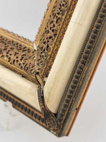 Antique Highly Ornate Brass Picture Frame 4 In X 3 In Marked Henner Fabiola.