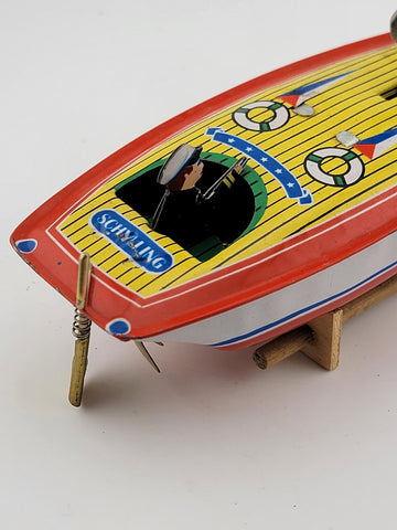 Vintage 1996 Schylling Tin SpeedBoat Zephyr Wind Up Toy LIMITED EDITION. Working