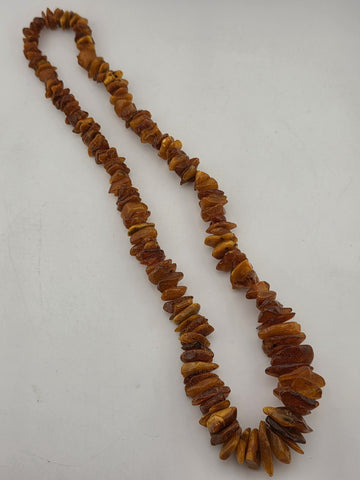 Vintage Genuine Baltic Cognac Amber Chunky Bead Necklace Long 26" Graduated.