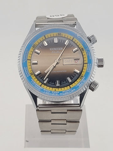 Vintage 42mm Kronoton Electra Men’s Watch working Lifetime Mainspring Date world