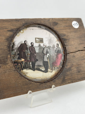 Rare Civil War Magic Lantern Slide Surrender of Robert E Lee to Ulysses S. Grant