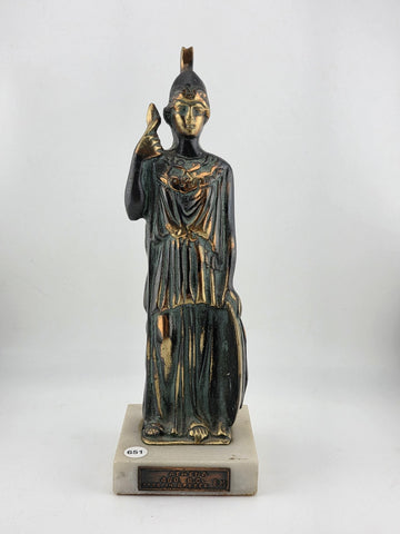 Vintage Greek Athena Statue Cast Bronze on Marble Base. Goddess of Wisdom & War
