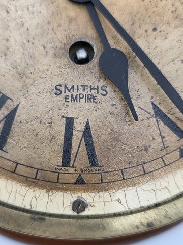Antique Smiths Empire WWII Brass Marine Bulkhead Clock England Roman Dial. Works