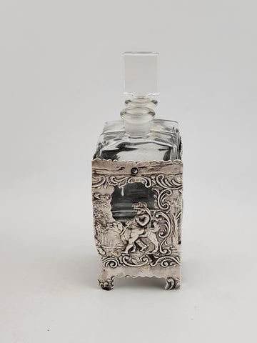 Rare Antique 1936 C 2 Bottle Set Perfume Cologne Bottles Deutch Sterling Silver