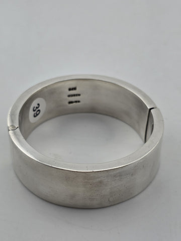 Vintage Mexican 1968 Modernist Sterling Silver Wide Hinged Cuff Bracelet 82.7g