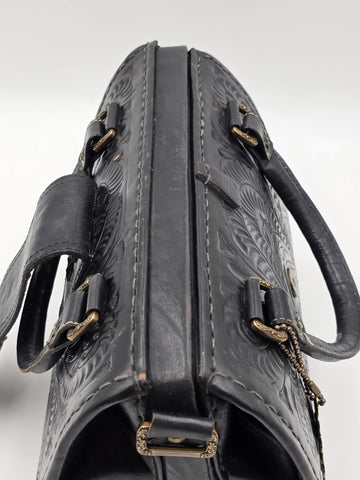 American West Brown Tooled Structured Leather Doctor Style Satchel Shoulder Bag