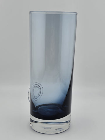 Shipping- Rare Tiffany & Co Blue Lead Crystal Cylinder Vase England Applied.