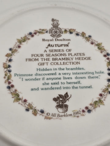 Collectible Royal Doulton Brambly Hedge Autumn Teacup/Coffee Mug & dessert plate