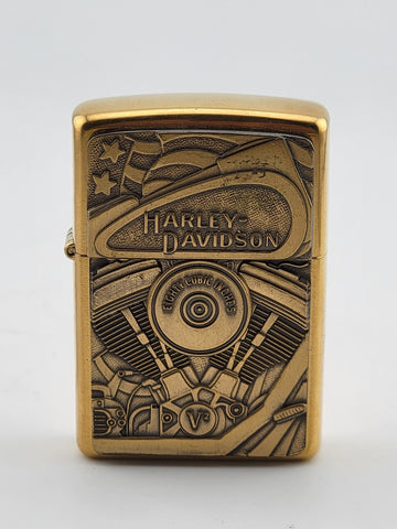 Unfired 1999 Harley Davidson Brass Twin Eighty Cubic Inches Engine Zippo Lighter