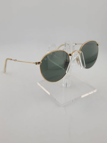 Vintage B&L Ray-Ban Folding Round Sunglasses Gold Frame Green G-15 47□20
