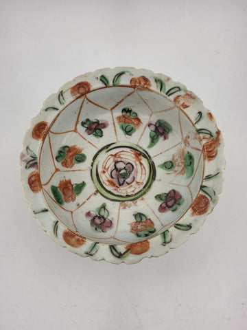 Set Of 3 Chinese 1800's Qing Dynasty Hand Painted Mandarin Rose Porcelain Dishes