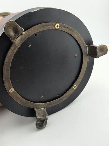 Antique Empire Revival Bronze Sphinx Jardiniere Stand on Marble Base W Glass Orb