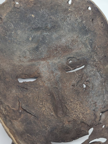 Antique Original Late 19th C. Edo (Benin) Style Cast Bronze Ritual Mask, Nigeria
