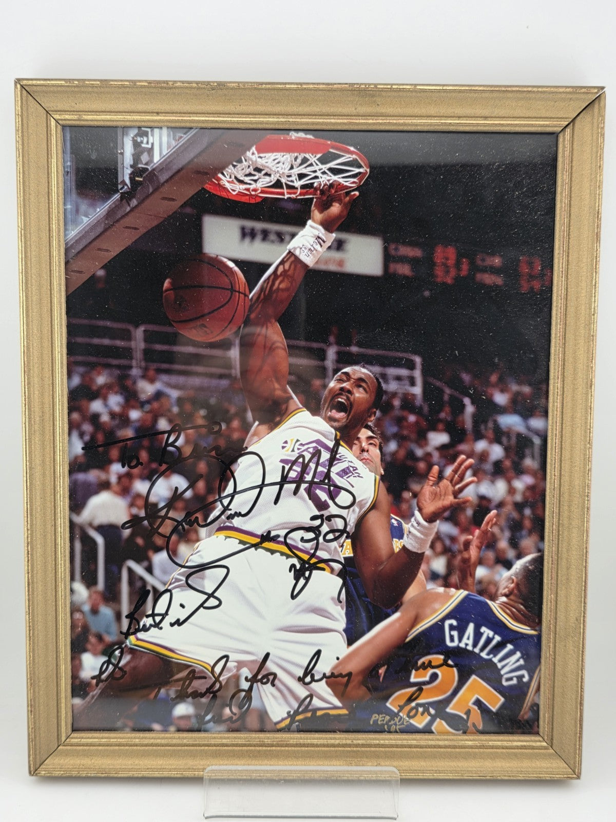 Karl Malone Signed 8x10 Photo Utah Jazz Dunk vs Pacers NBA HOF #32 Autograph