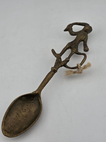 Rare Antique Collectible Brass Monkey Decorative Spoon. 7 Inch Tall.