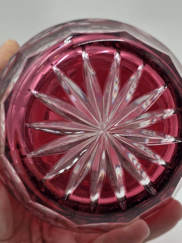 Hutschenreuther Cranberry Overlay Crystal Wine Set Decanter & 4 Glasses Germany