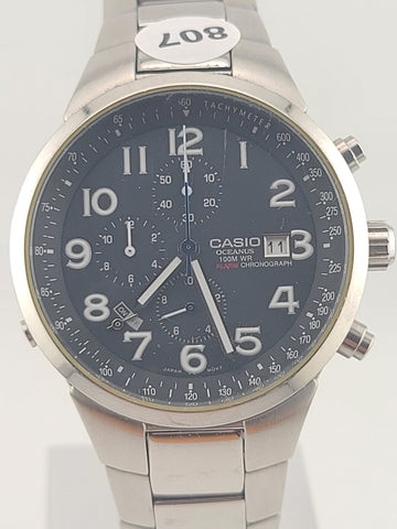 MENS CASIO OCEANUS OC 501 CHRONOGRAPH ANALOG WATCH 2714 MOV 100M. New Battery.
