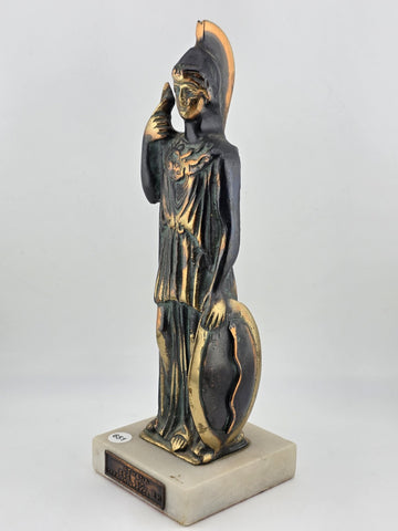 Vintage Greek Athena Statue Cast Bronze on Marble Base. Goddess of Wisdom & War