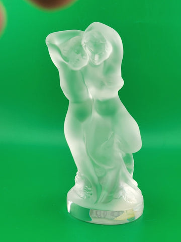 Rare LALIQUE Crystal "Le Faune" Figurine Dancing Nude Lovers Pan (Faun) & Diana