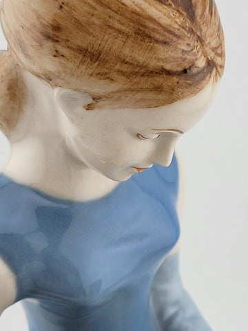 Vintage Collectible Royal Dux Seated Lady W Dog Porcelain Figurine Bohemia 10"