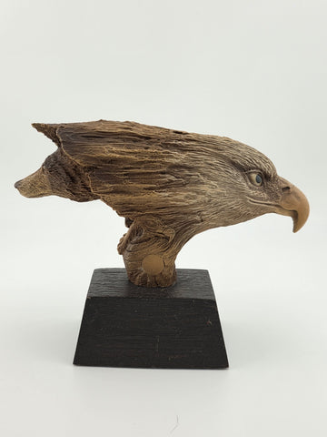 Rare Rick Cain Limited Edition "Pathways" 1001/2000 Carved Bald Eagle/Wolf