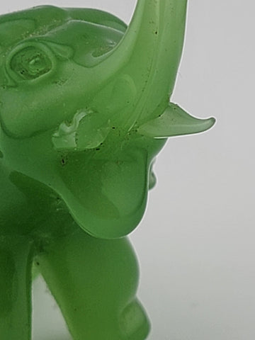 Vintage Original Green Jade Miniature Elephant Figurine. Missing One Tusk.