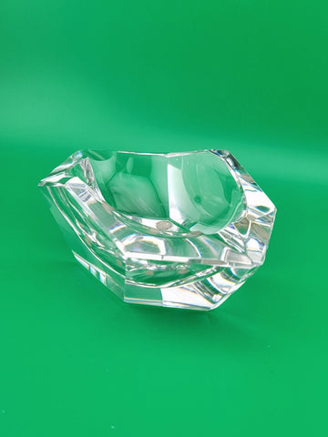 Fabulous 7” Val St Lambert Heavy Lead Crystal Amadis Faceted Octagon Ashtray