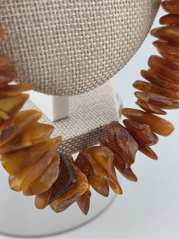 Vintage Genuine Baltic Cognac Amber Chunky Bead Necklace Long 26" Graduated.