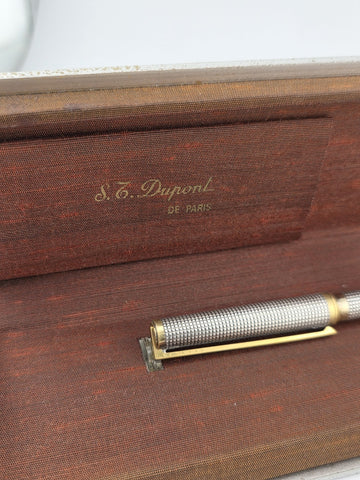 Vintage S.T Dupont Montparnasse Ciselé Ballpoint Pen - Palladium & Gold Plated