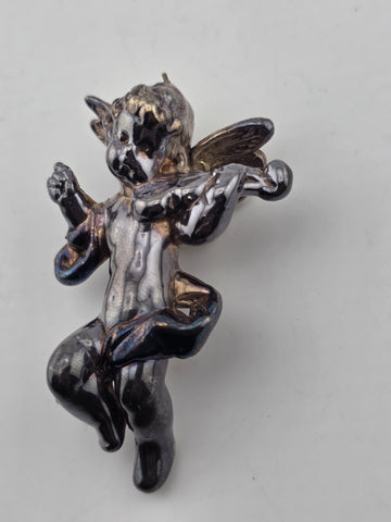 VINTAGE STERLING 925 ANGEL/CHERUB WITH WINGS PIN/19.3 GRAMS!