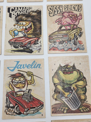 1970 Donruss Odd Rods Sticker Cards Lot of 12 Hot Rod Monster Rat Fink Style