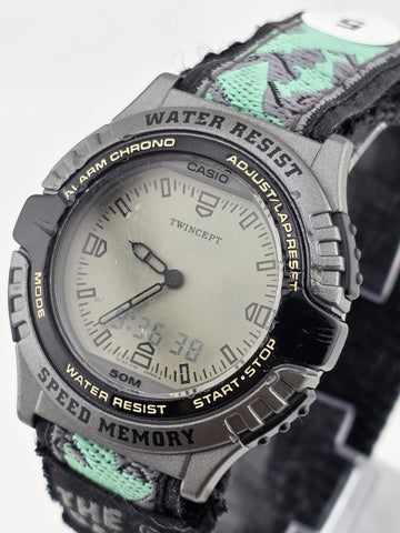 Rare Vintage Casio AWX-10 Twincept Ana-Digi Speed Memory 50M 1990s. Working