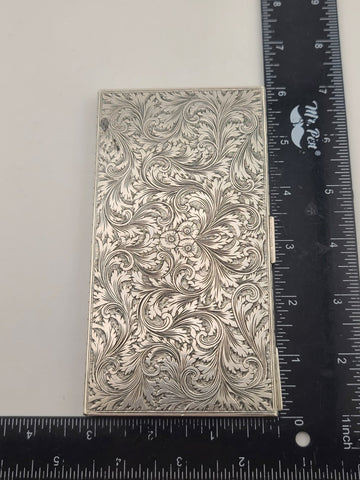 Amazing Antique European 800 Silver Cigarette Case Deep Hand Engraving 203 g.