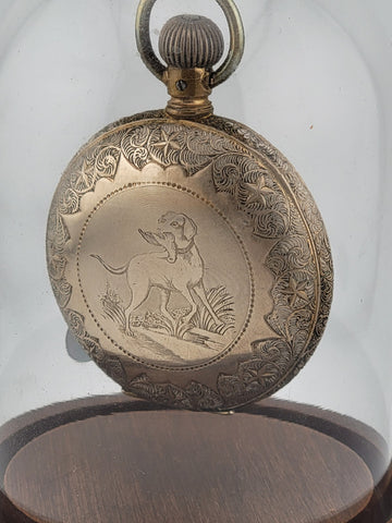 The Plan Gold Plated Swiss Pocket Watch by David Perret c.1890. W Glass Dome.