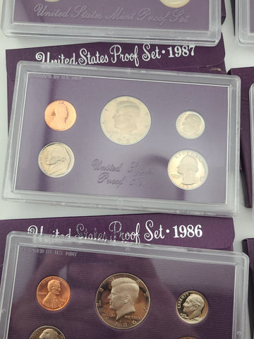 Set Of 1984 To 1989 U.S. Mint Proof Set Lot (6 Sets) Complete Original Packaging