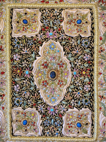 Vintage Oriental Golden 100% Silk Embroided Patchwork. Great Mother's Day Gift.