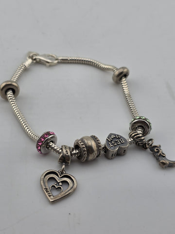 M. Anthony .925 Sterling Silver Mother Daughter Charm Bracelet Assorted W Charms