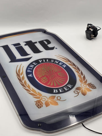 1995 Miller Lite LED Bar Sign Lighted Beer Wall Decor 26” Man Cave Pub. Working.
