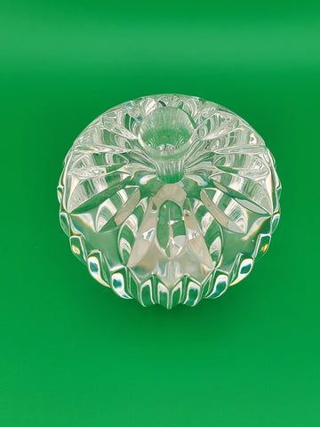 Vintage WATERFORD Signed Crystal APPLE with Stem Ribbed Faceted Paperweight