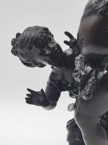 Rare Antique C 1910 Auguste Moreau "Torch Boy" Heavy Bronze Sculpture. 16 Inch